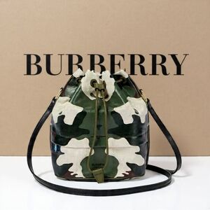 Burberry Camo Crossbody Bucket Bag Authentic Leather/Canvas